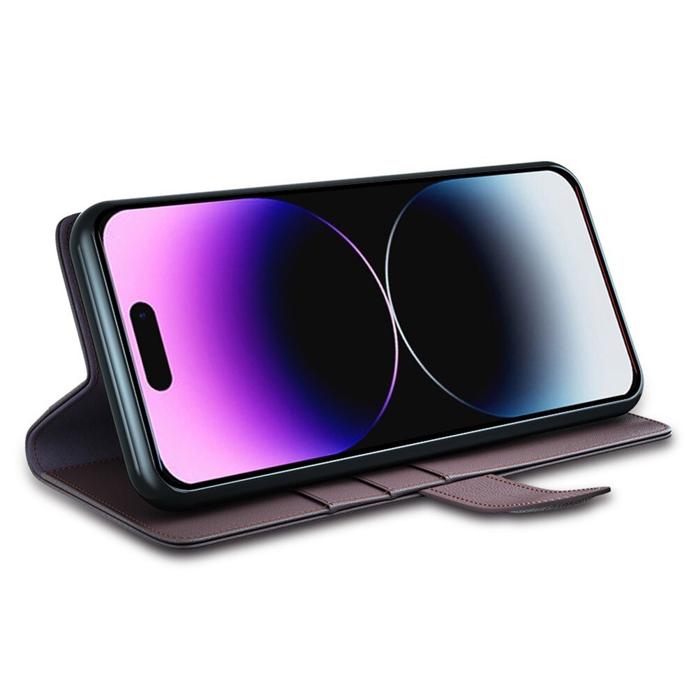 iPhone 15 Pro Slankt mobiletui i ægte læder, Brun