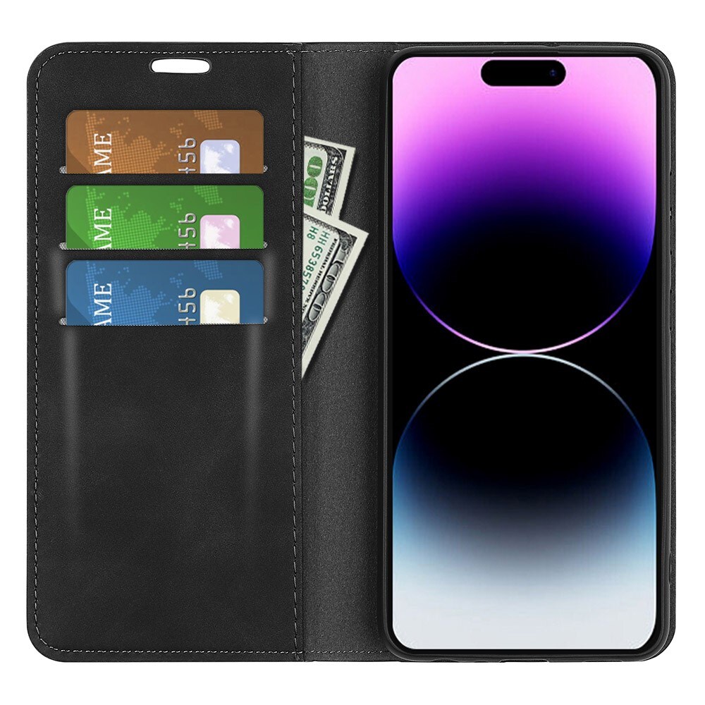 iPhone 15 Pro Max Slankt etui med kortholder, Sort