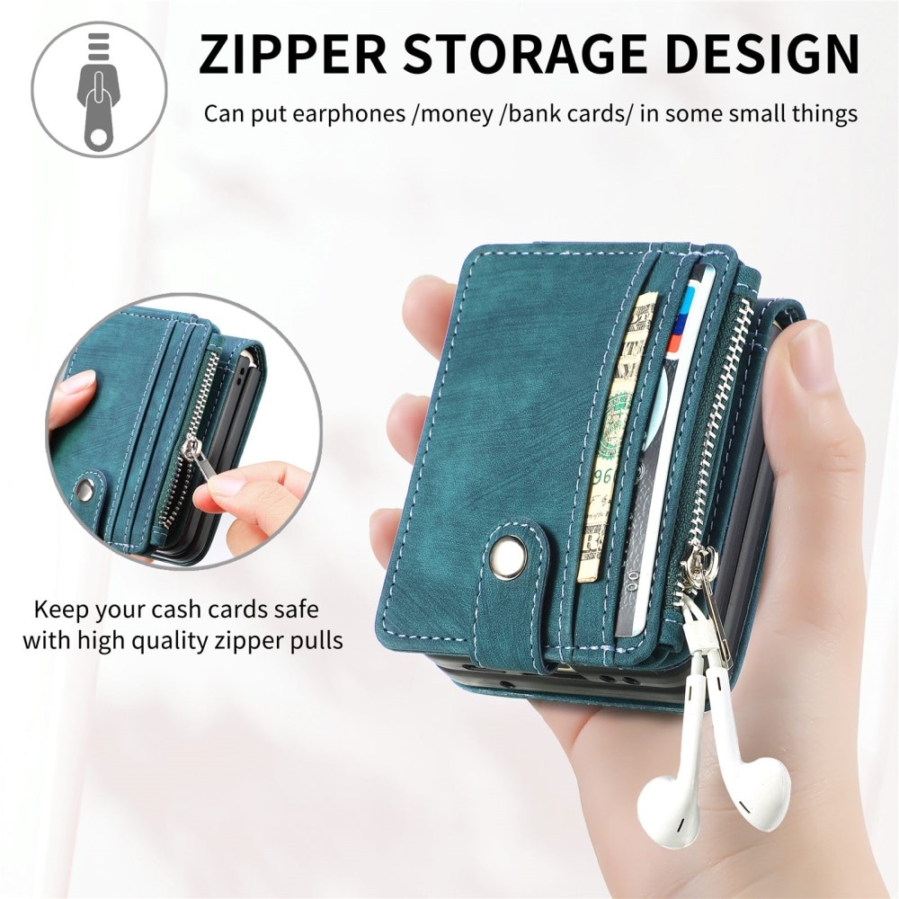 Samsung Galaxy Z Flip 6 Pung-etui med kortholdere og lynlås Grøn