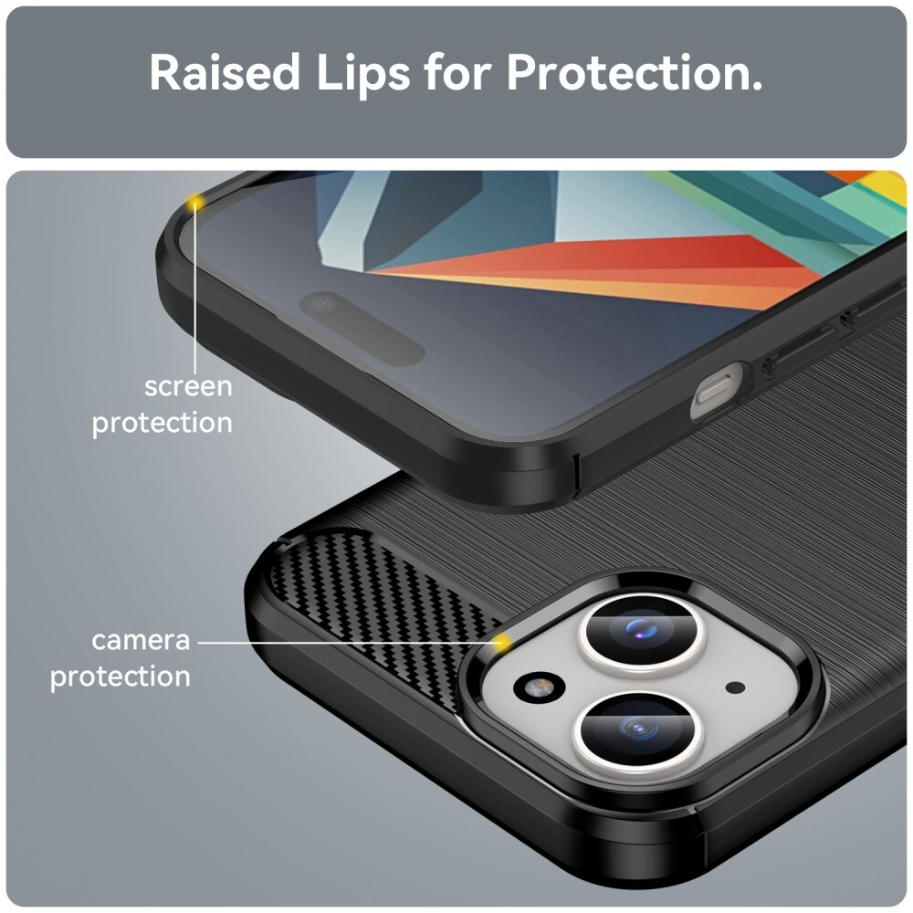 iPhone 15 Plus TPU-cover Brushed, Sort