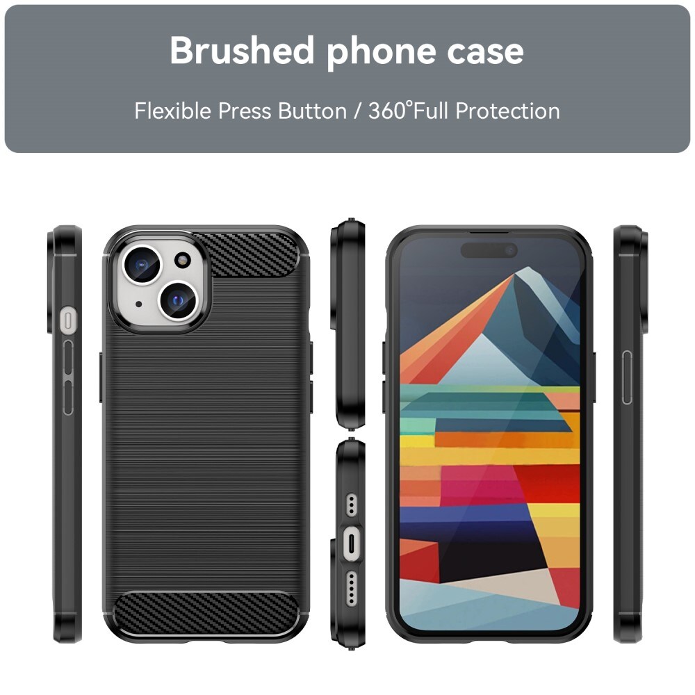 iPhone 15 Plus TPU-cover Brushed, Sort