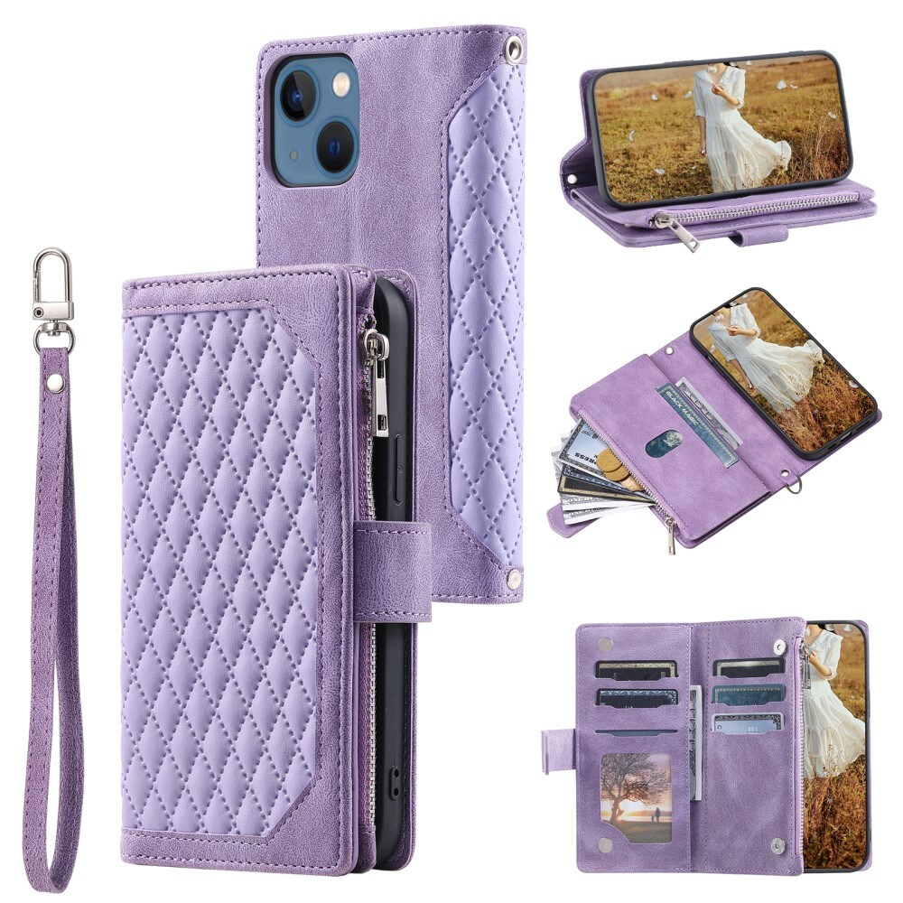 iPhone 15 Quiltet pungtaske, Lilla