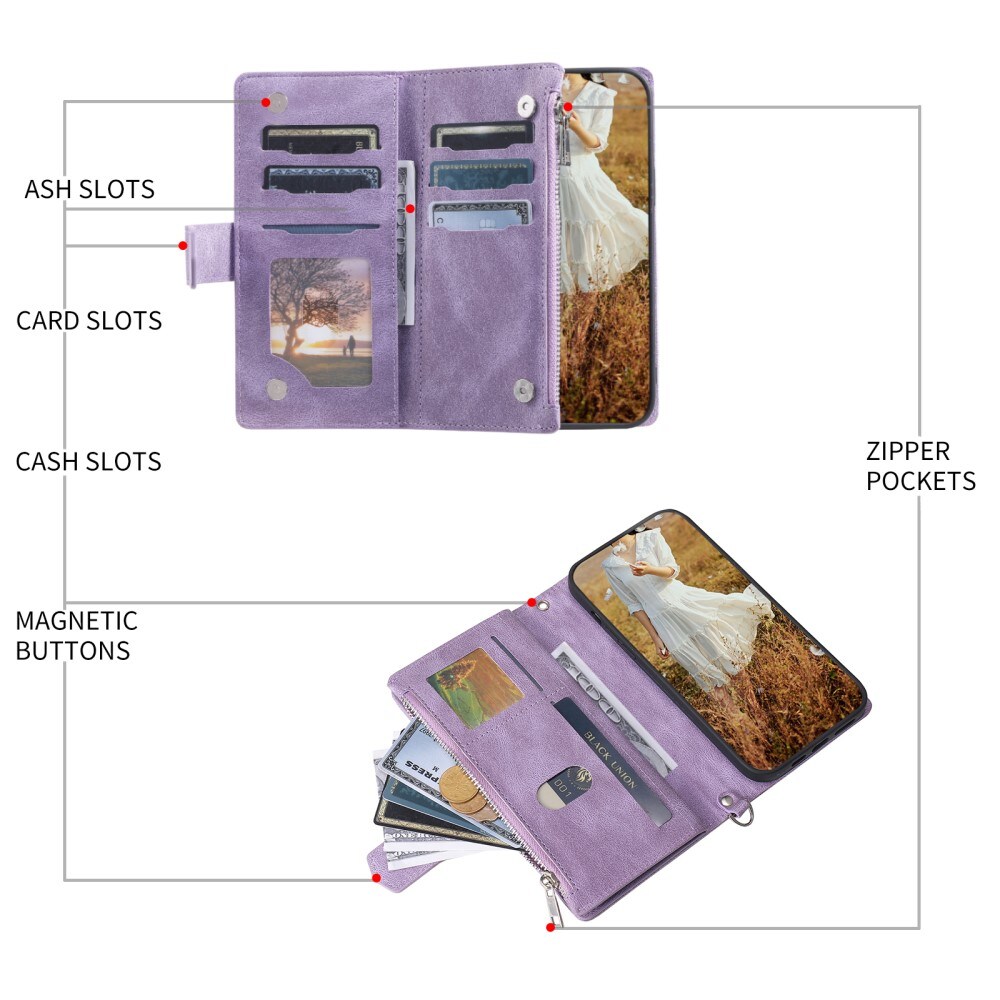 iPhone 15 Quiltet pungtaske, Lilla