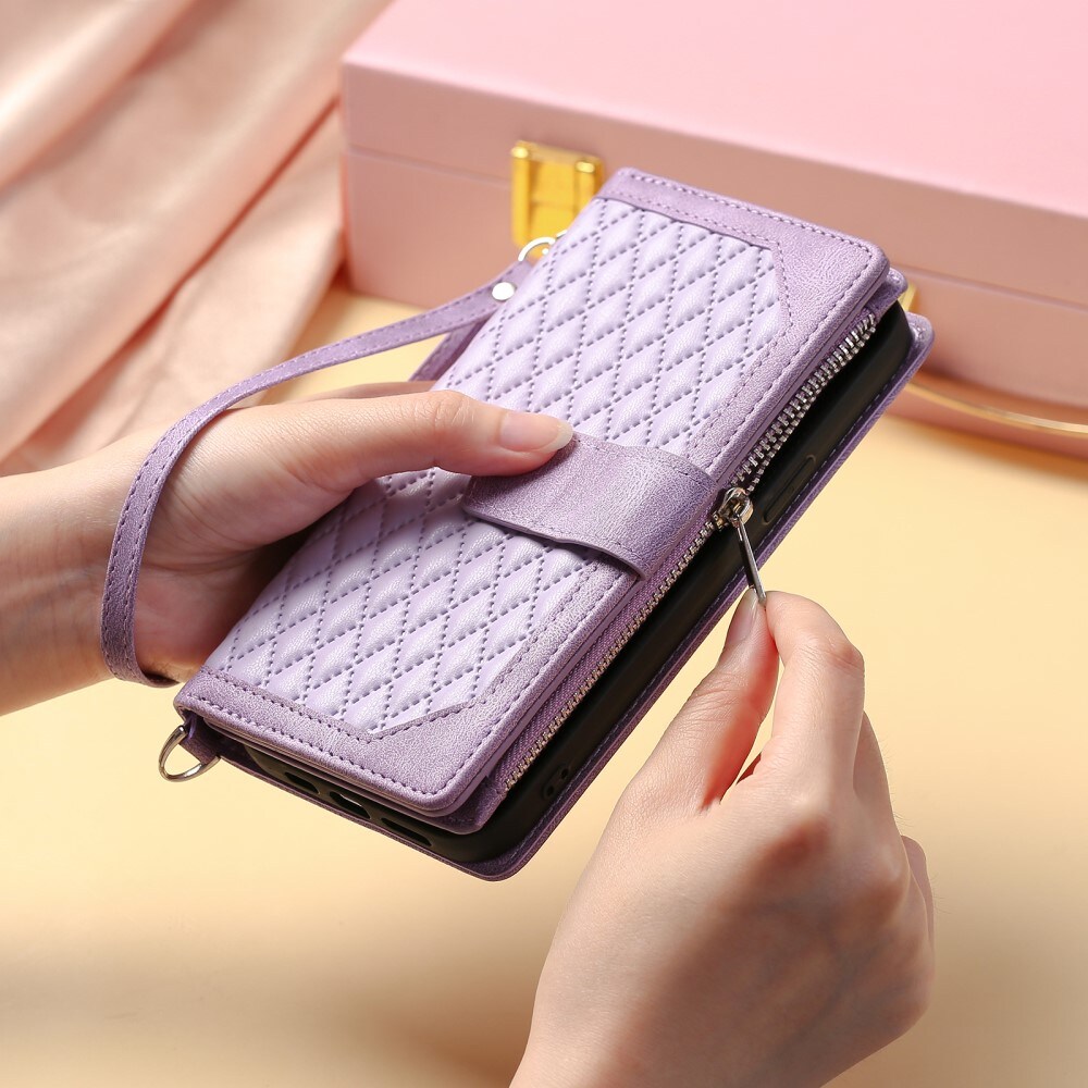 iPhone 15 Quiltet pungtaske, Lilla