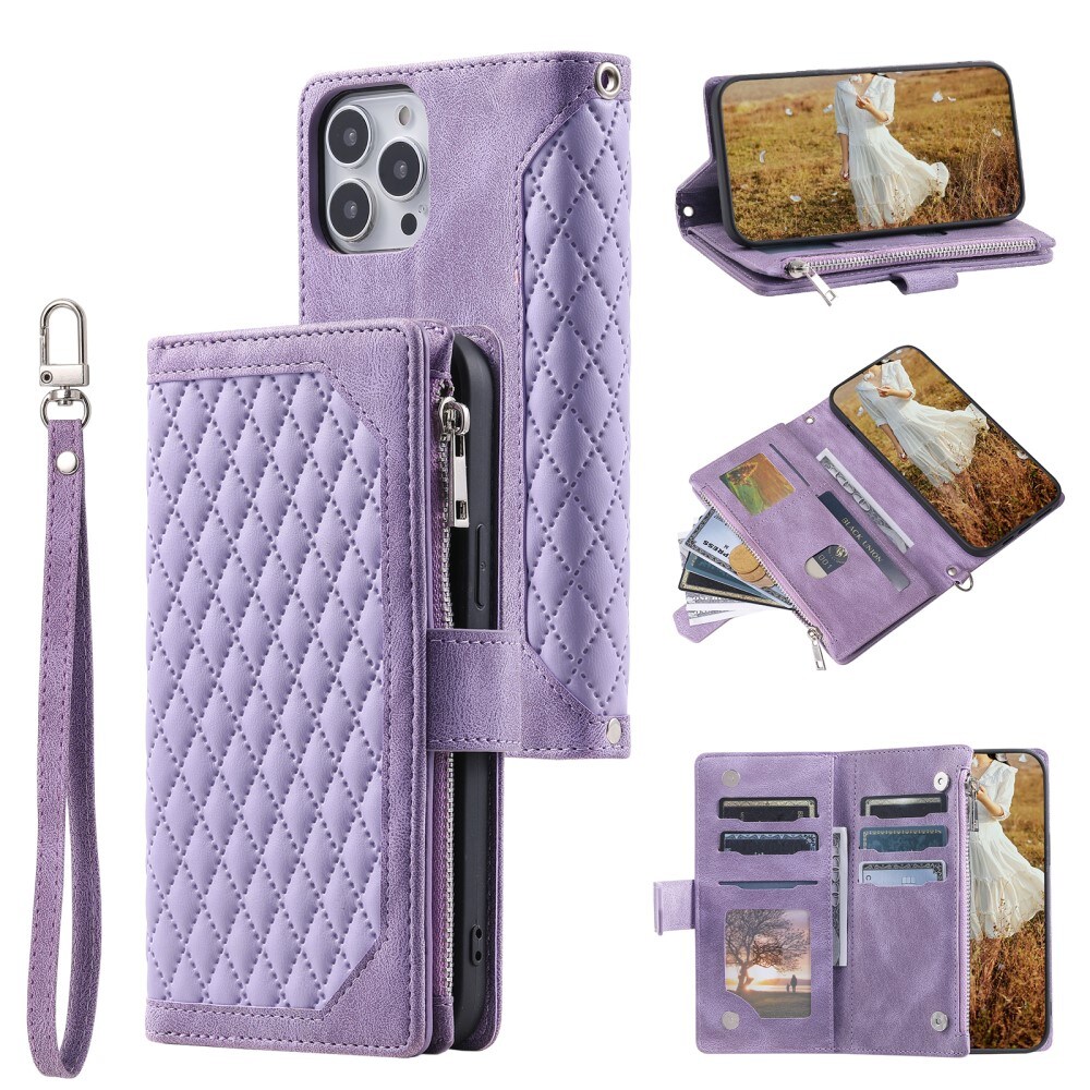 iPhone 15 Pro Quiltet pungtaske, Lilla