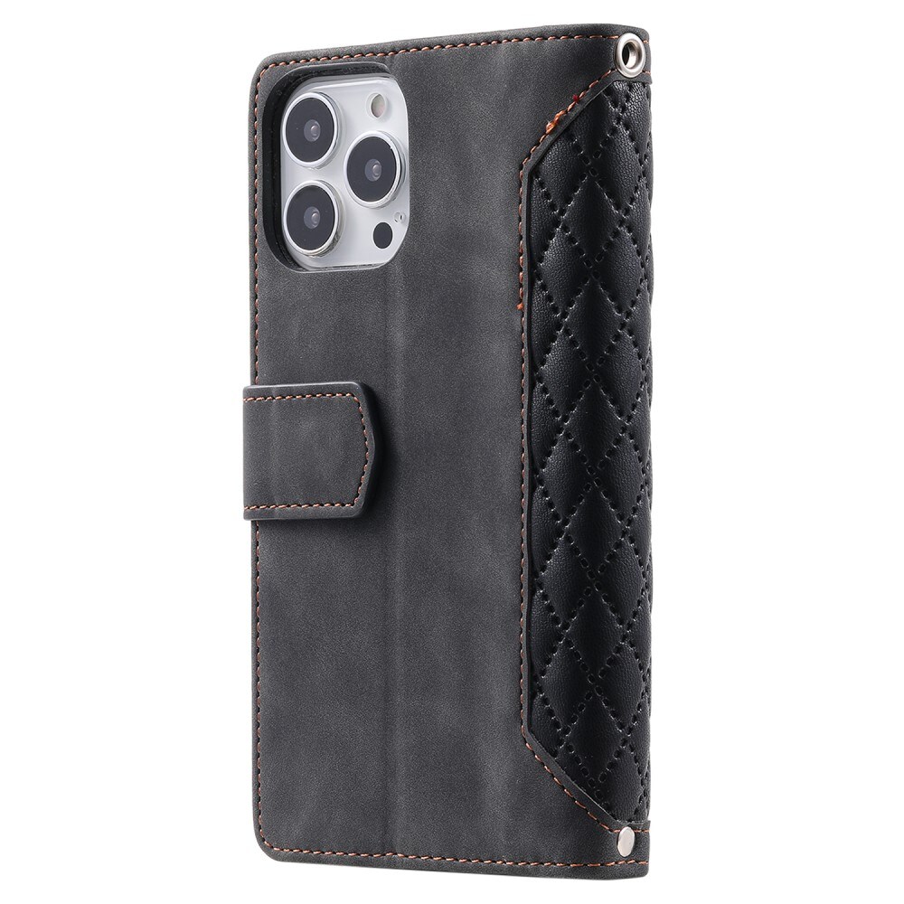 iPhone 15 Pro Quiltet pungtaske, Sort