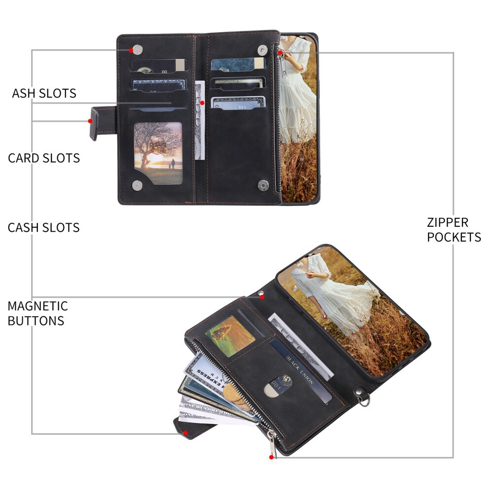 iPhone 15 Pro Quiltet pungtaske, Sort