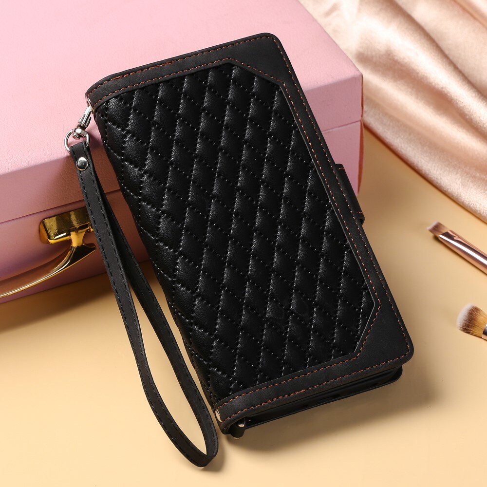 iPhone 15 Pro Quiltet pungtaske, Sort
