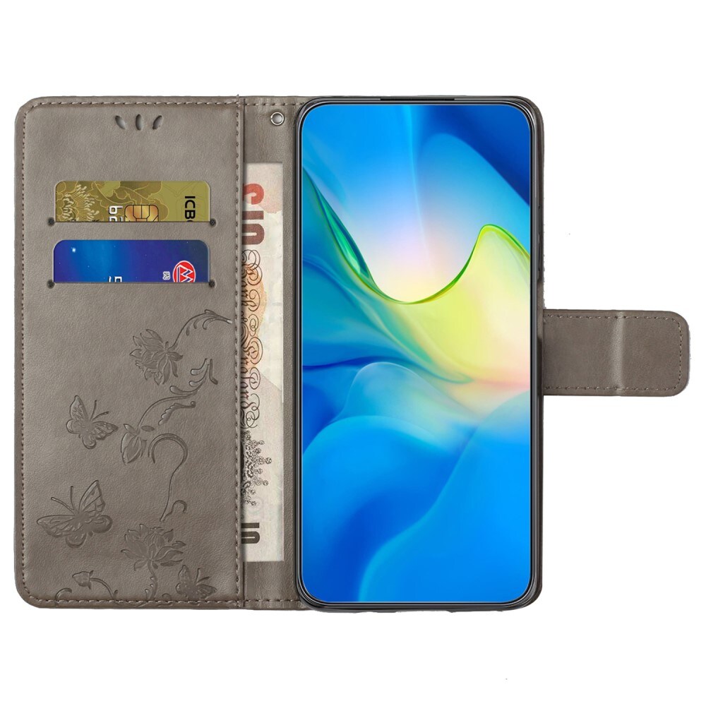 Samsung Galaxy S23 FE Mobiletui med sommerfugle, Grå