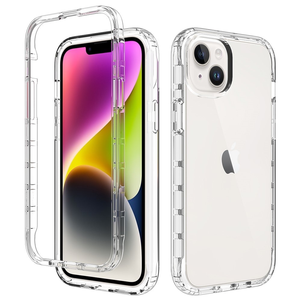 iPhone 15 Plus Stødsikkert mobilcover med beskyttelsesramme Gennemsigtig