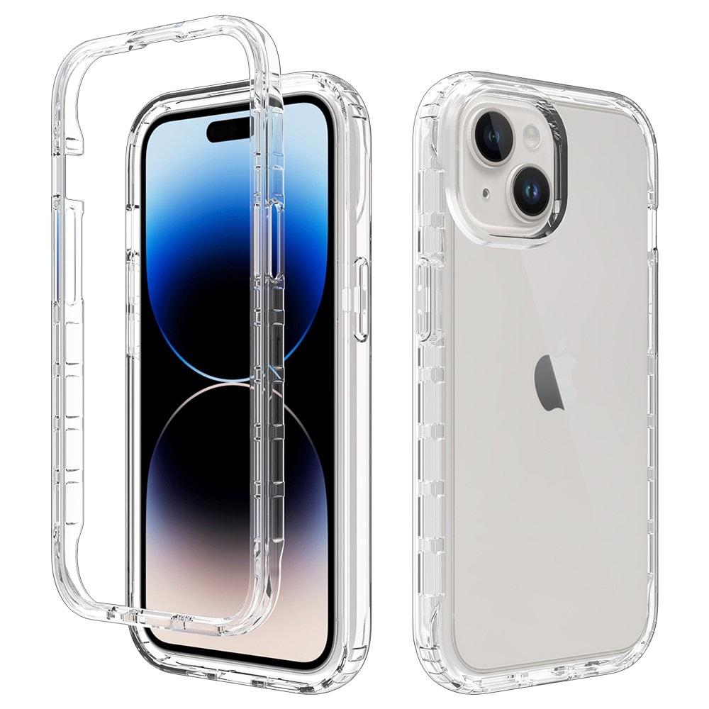 iPhone 15 Stødsikkert mobilcover med beskyttelsesramme Gennemsigtig