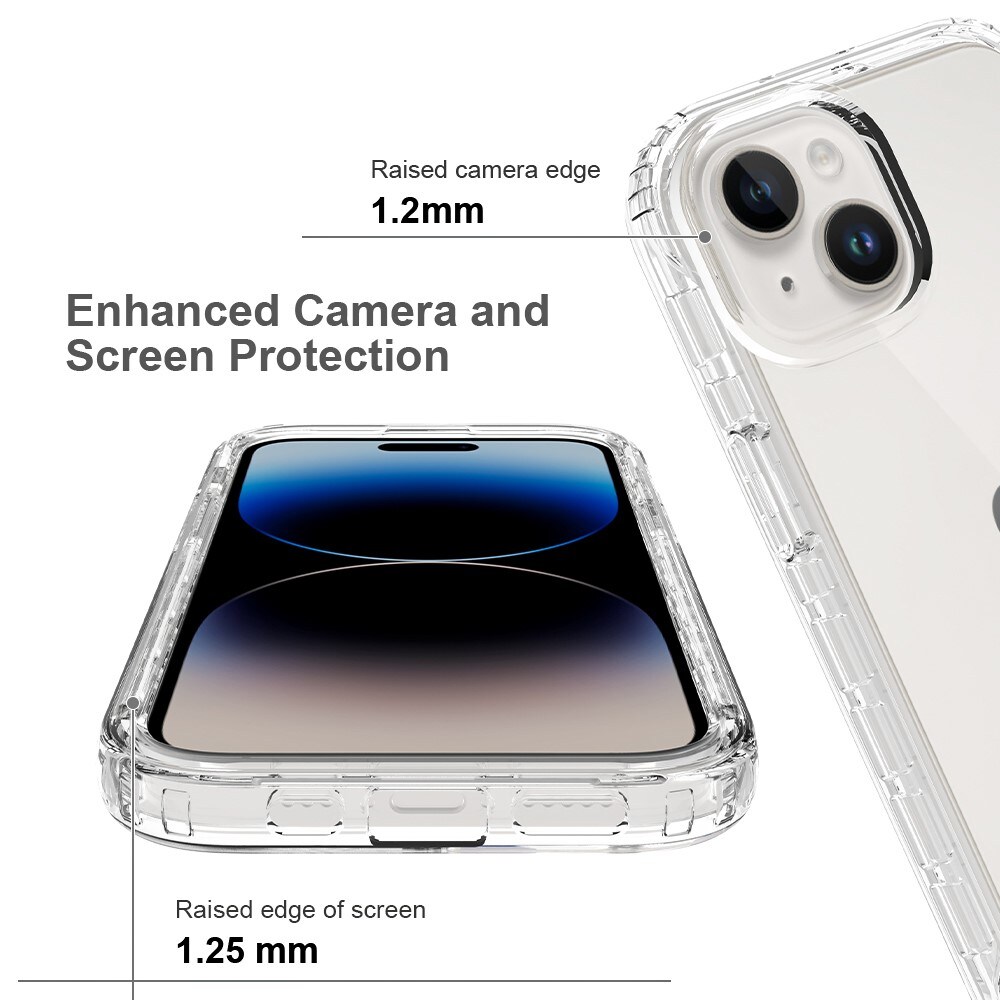 iPhone 15 Stødsikkert mobilcover med beskyttelsesramme Gennemsigtig