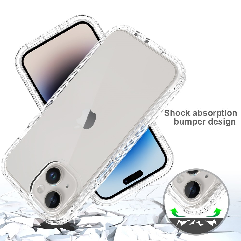 iPhone 15 Stødsikkert mobilcover med beskyttelsesramme Gennemsigtig
