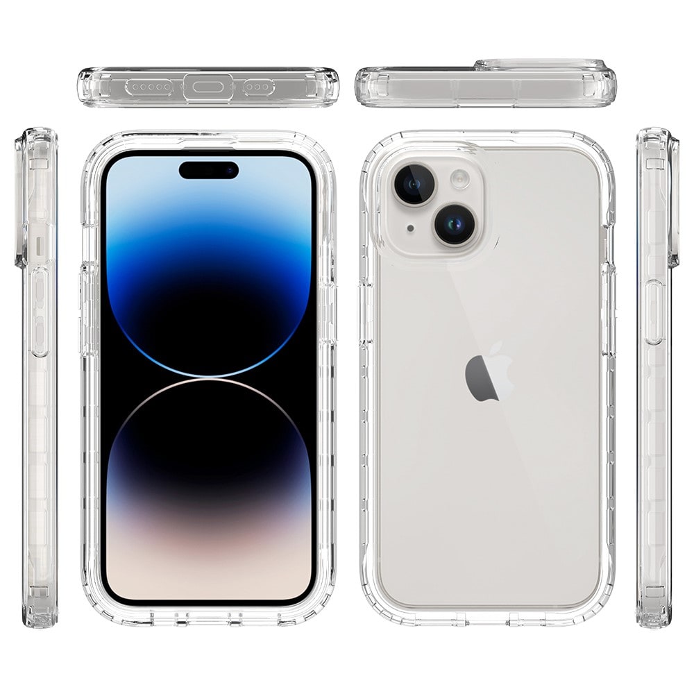 iPhone 15 Stødsikkert mobilcover med beskyttelsesramme Gennemsigtig