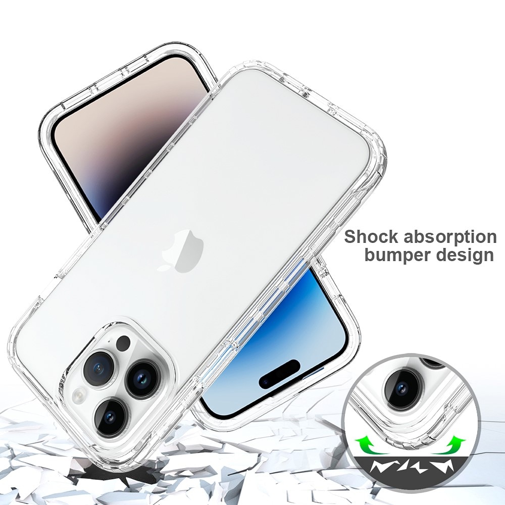 iPhone 15 Pro Max Stødsikkert mobilcover med beskyttelsesramme Gennemsigtig