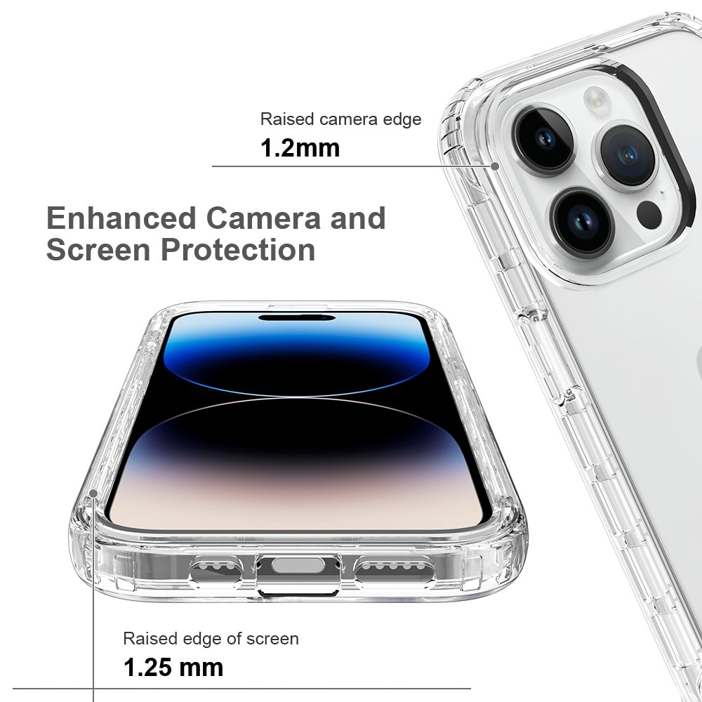 iPhone 15 Pro Stødsikkert mobilcover med beskyttelsesramme Gennemsigtig