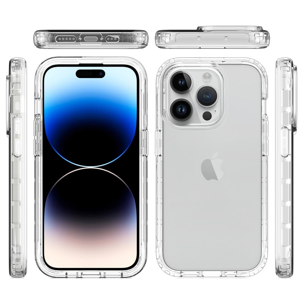 iPhone 15 Pro Stødsikkert mobilcover med beskyttelsesramme Gennemsigtig