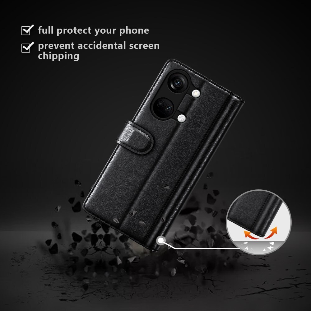  OnePlus Nord 3 Slankt mobiletui i ægte læder, Sort
