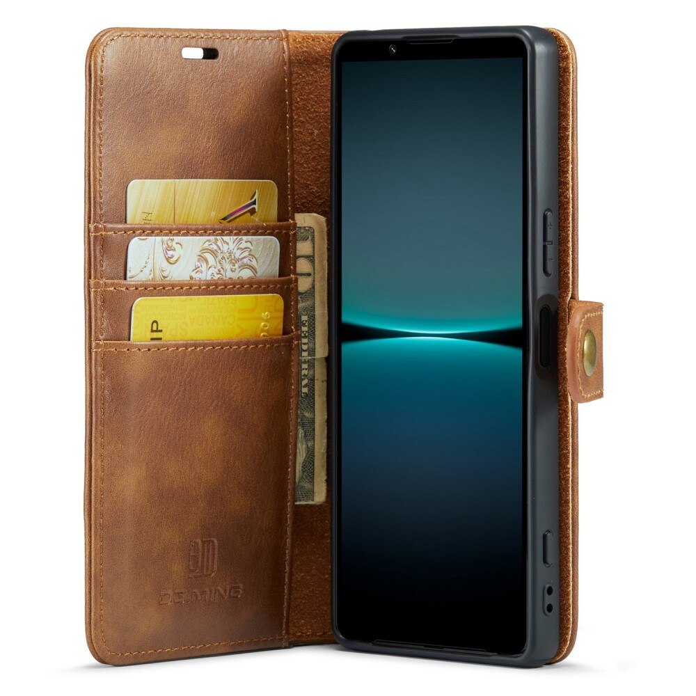 Sony Xperia 5 V Pungetui med aftageligt cover, Cognac