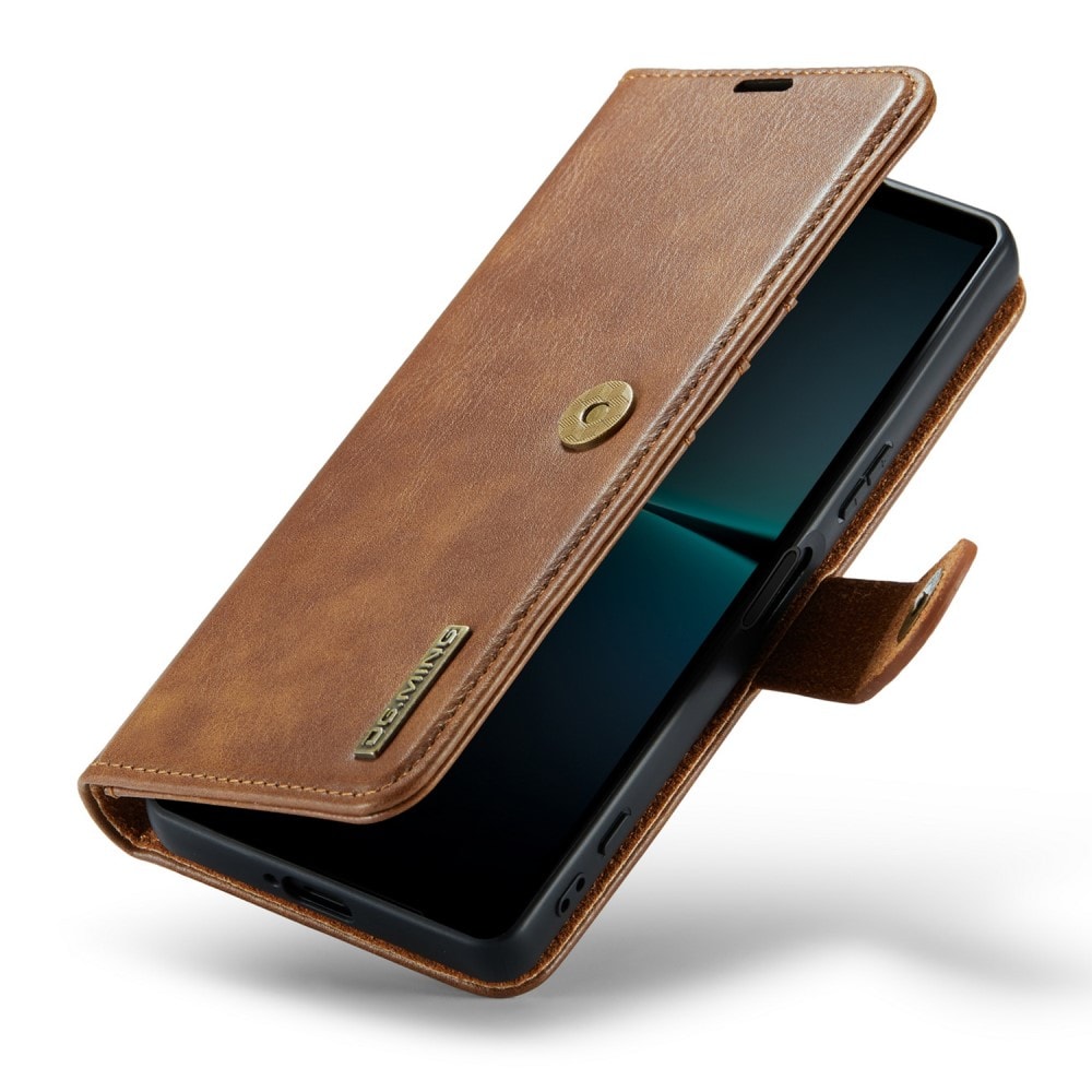 Sony Xperia 5 V Pungetui med aftageligt cover, Cognac