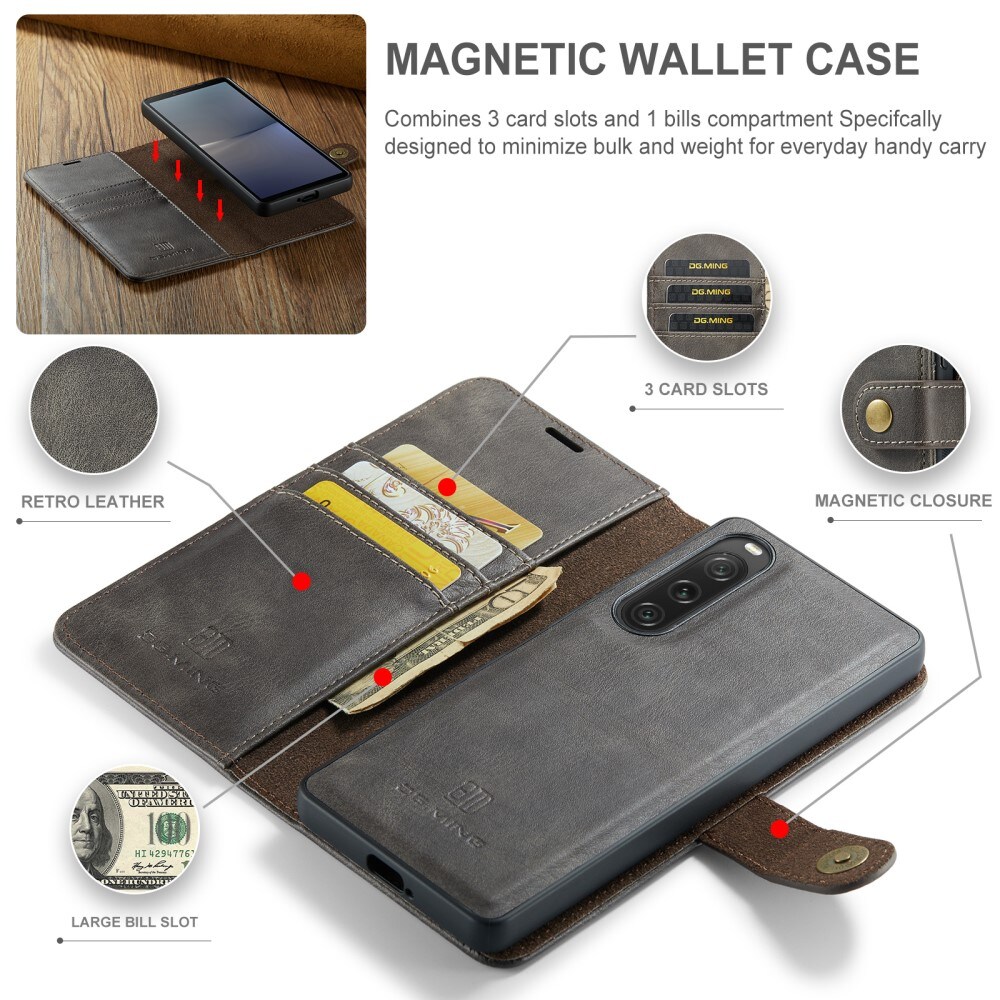 Sony Xperia 10 V Pungetui med aftageligt cover, Brown