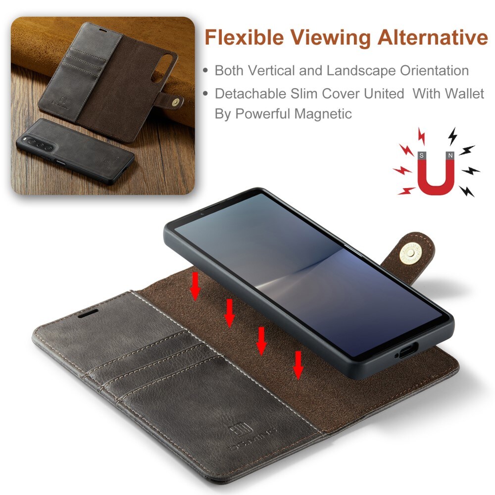 Sony Xperia 10 V Pungetui med aftageligt cover, Brown