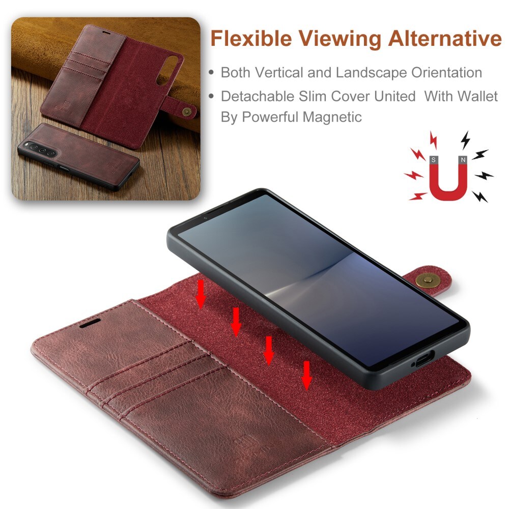 Sony Xperia 10 V Pungetui med aftageligt cover, Red