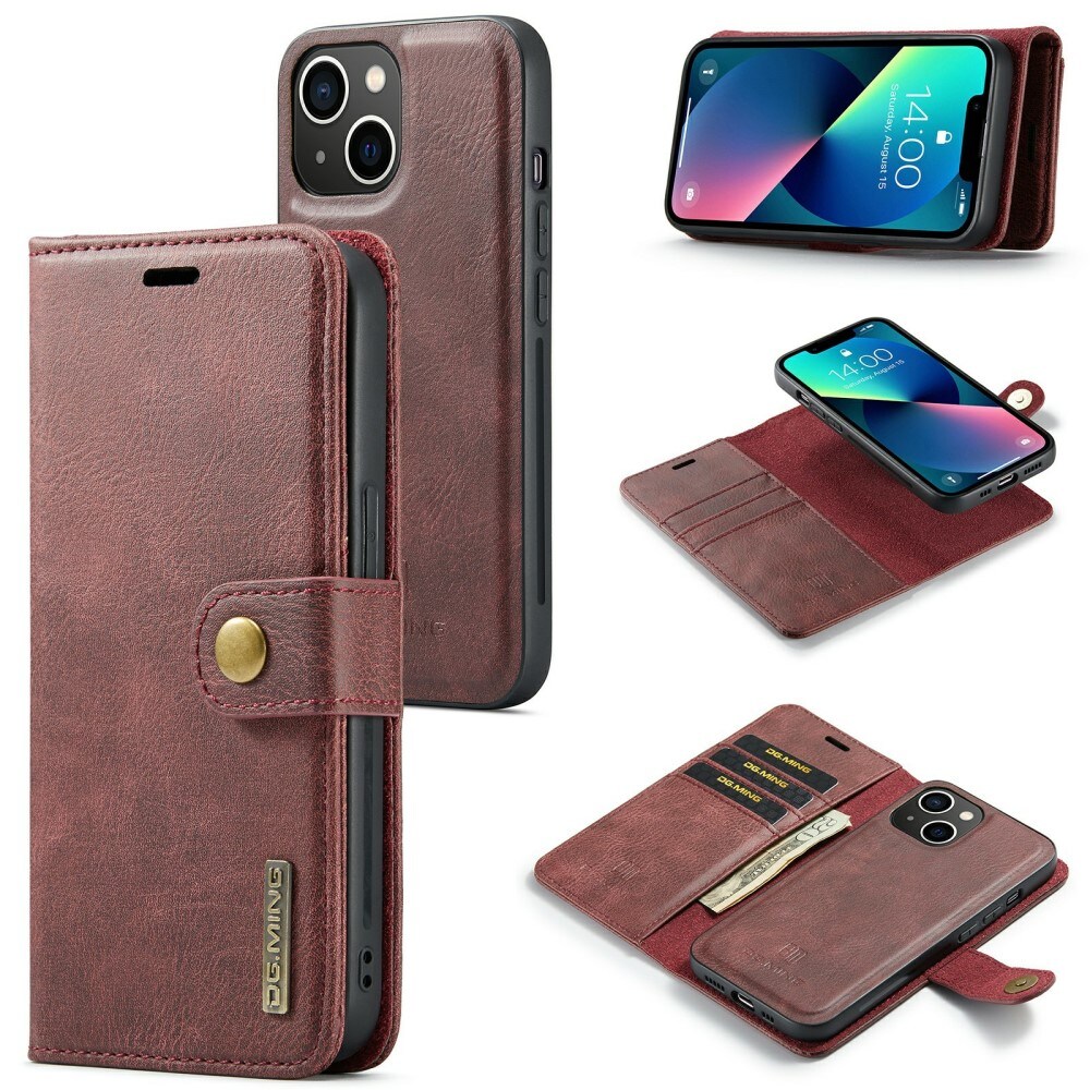 iPhone 15 Pungetui med aftageligt cover, Red