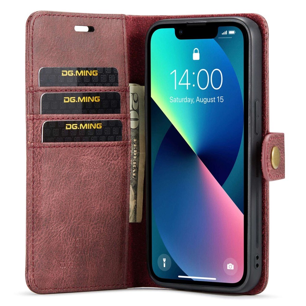iPhone 15 Pungetui med aftageligt cover, Red