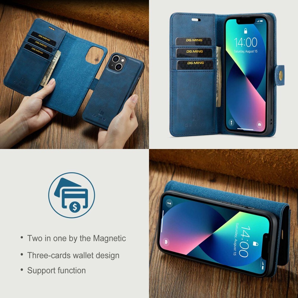 iPhone 15 Pungetui med aftageligt cover, Blue