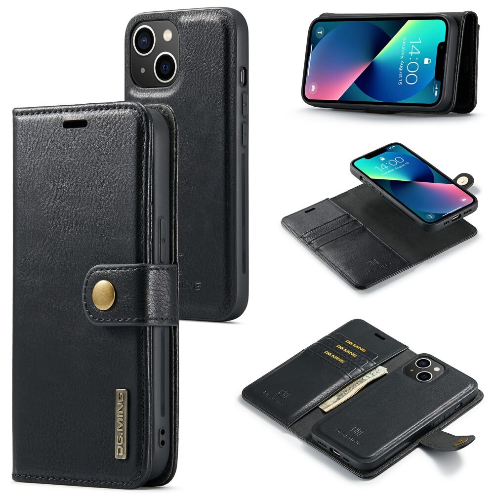 iPhone 15 Plus Pungetui med aftageligt cover, Black