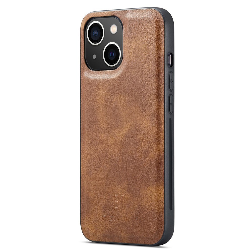 iPhone 15 Plus Pungetui med aftageligt cover, Cognac