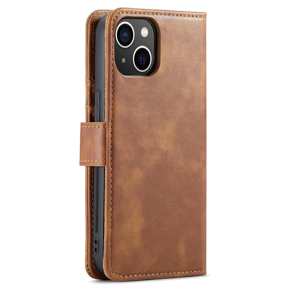 iPhone 15 Plus Pungetui med aftageligt cover, Cognac