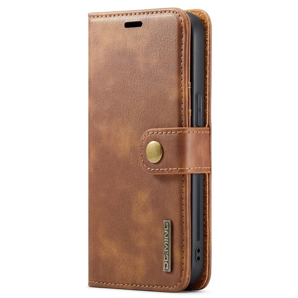 iPhone 15 Plus Pungetui med aftageligt cover, Cognac
