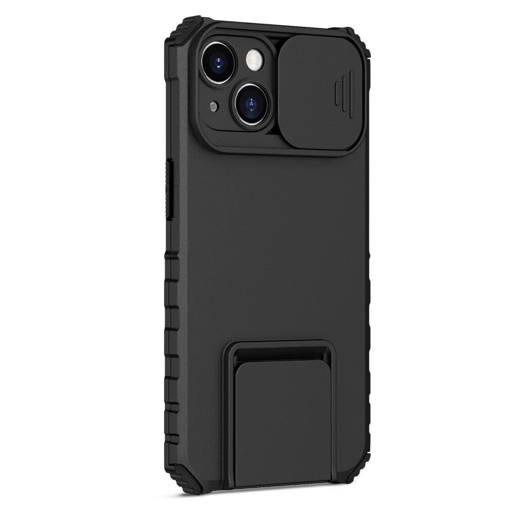 iPhone 15 Cover med Kickstand & Kamerabeskyttelse, Sort