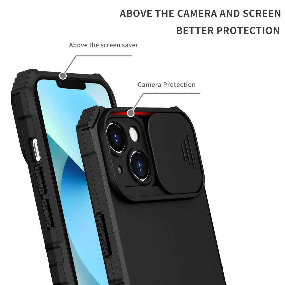 iPhone 15 Cover med Kickstand & Kamerabeskyttelse, Sort