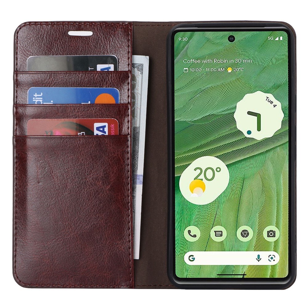 Google Pixel 8 Pro Smidigt mobiletui i ægte læder, Mørkebrun