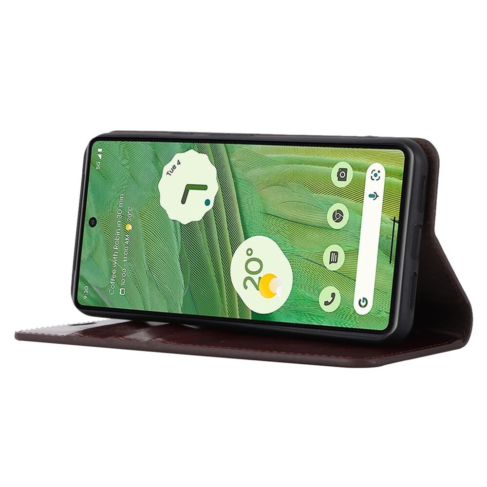 Google Pixel 8 Pro Smidigt mobiletui i ægte læder, Mørkebrun
