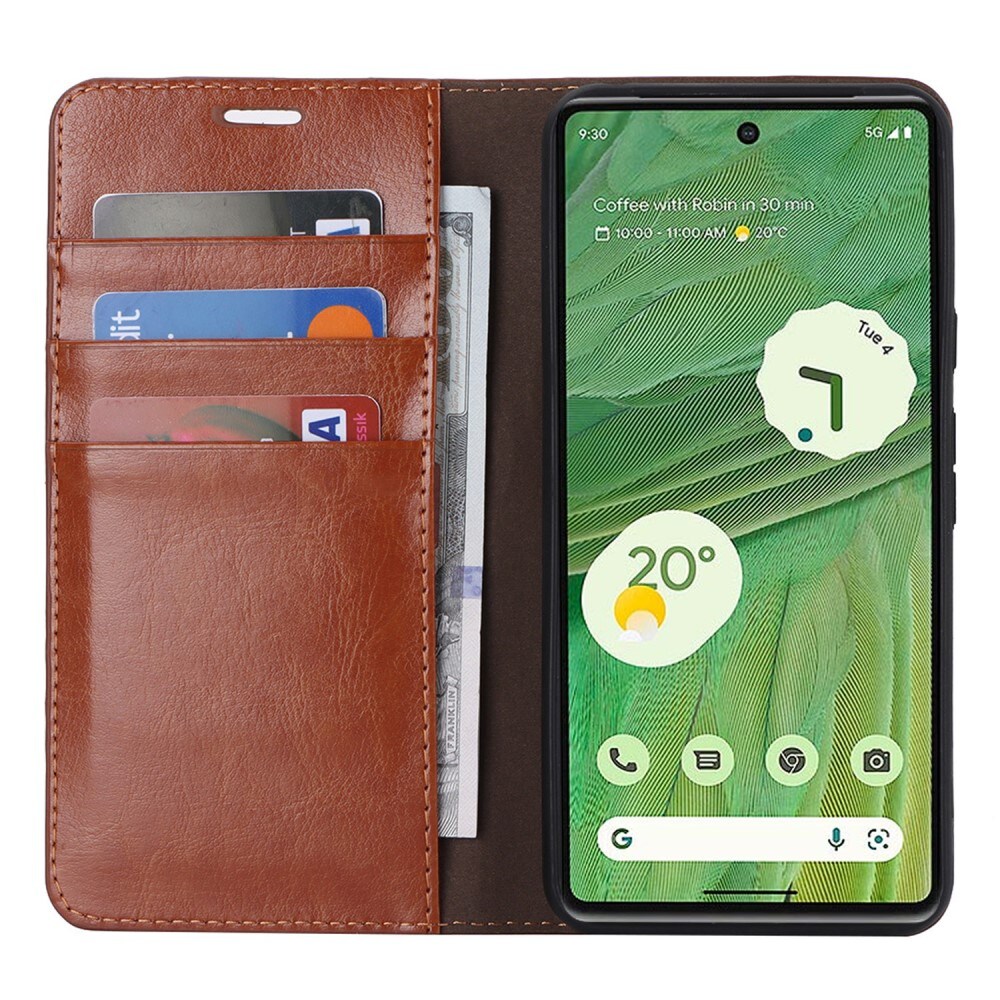 Google Pixel 8 Pro Smidigt mobiletui i ægte læder, Brun