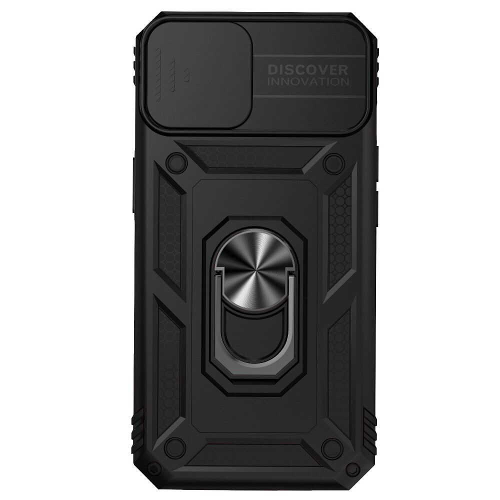 iPhone 15 Cover med kamerabeskyttelse & fingerring, Sort
