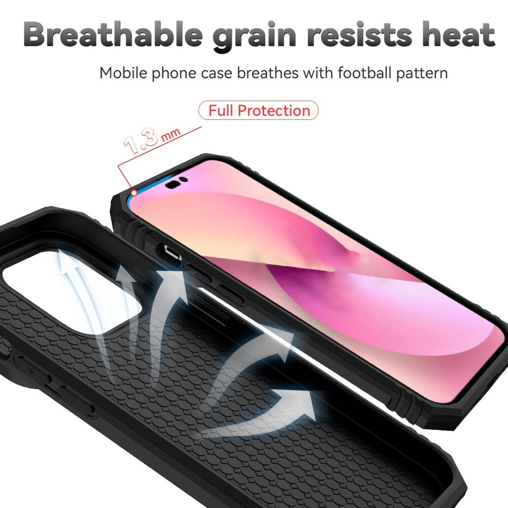 iPhone 15 Pro Cover med kamerabeskyttelse & fingerring, Sort