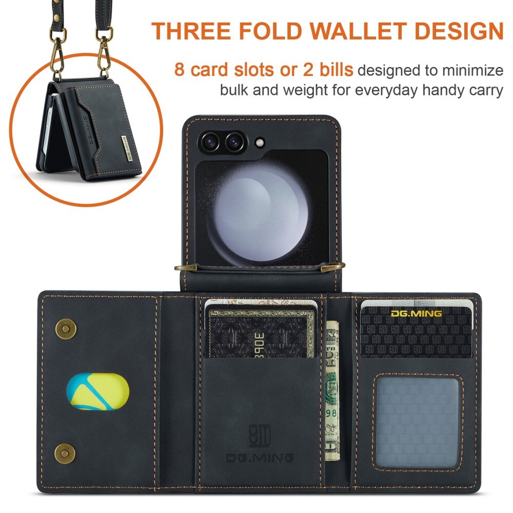 Samsung Galaxy Z Flip 7 FE Cover med indbygget pung, Sort