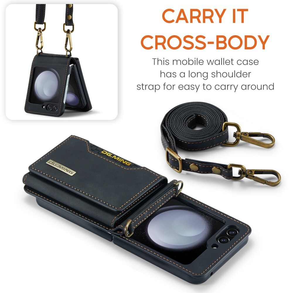 Samsung Galaxy Z Flip 7 FE Cover med indbygget pung, Sort