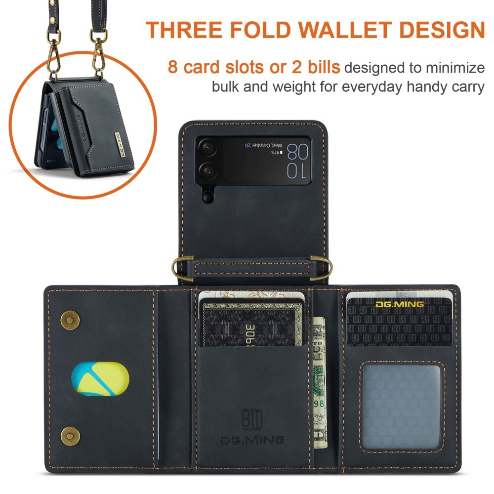 Samsung Galaxy Z Flip 3 Cover med indbygget pung, Sort