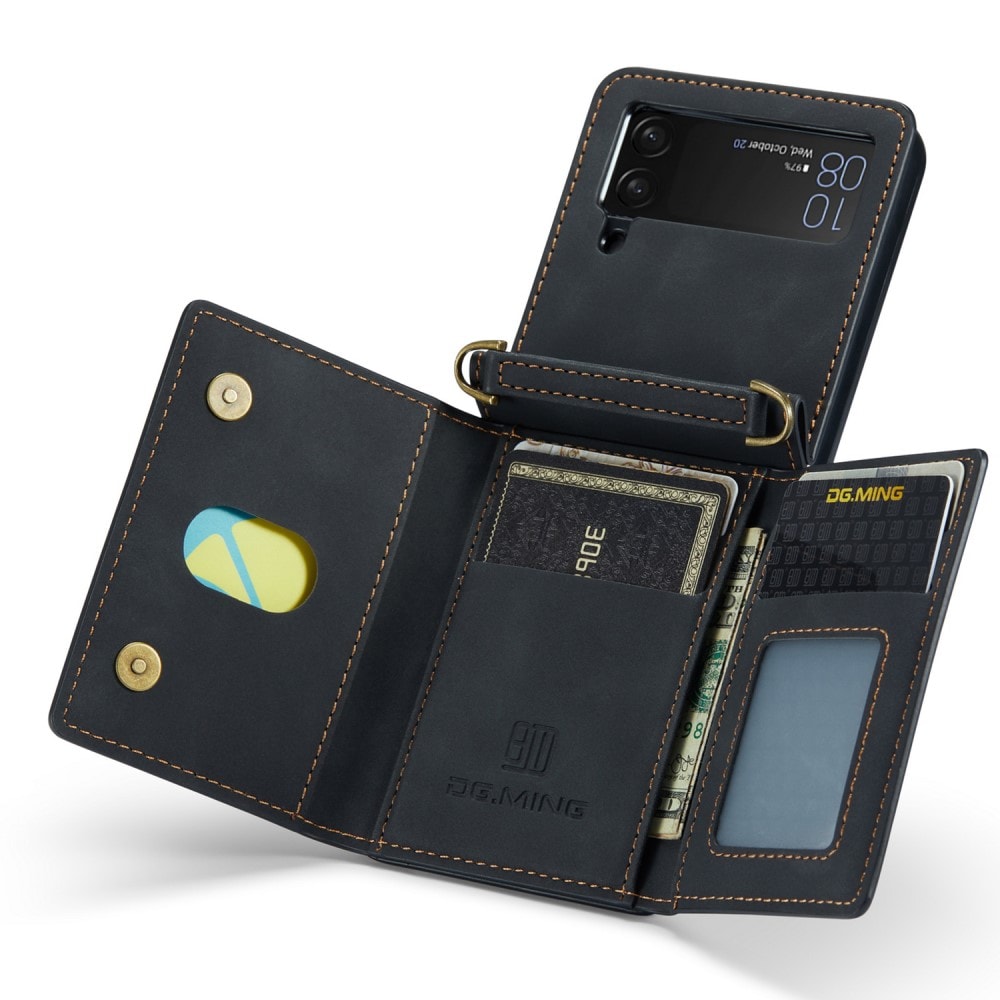 Samsung Galaxy Z Flip 4 Cover med indbygget pung, Sort