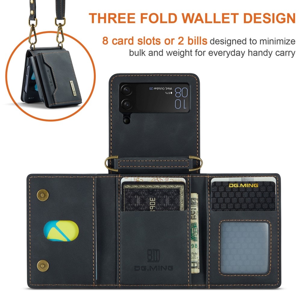 Samsung Galaxy Z Flip 4 Cover med indbygget pung, Sort