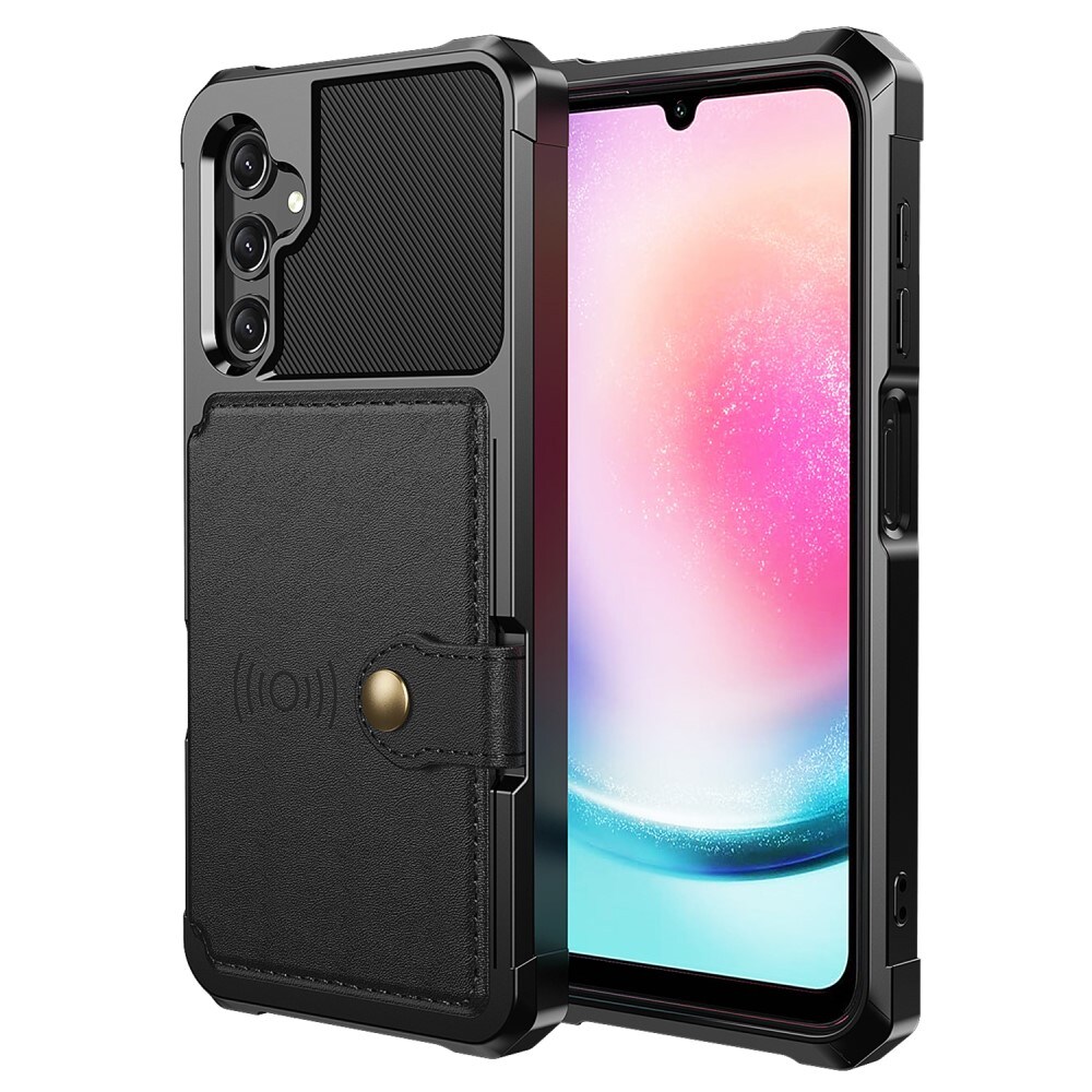 Samsung Galaxy A24 Stødsikkert mobilcover med pung, Sort