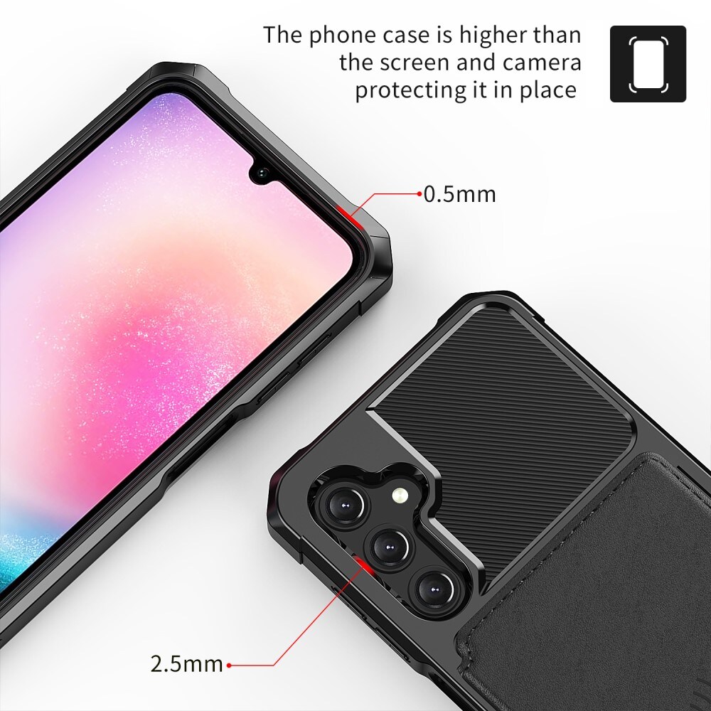 Samsung Galaxy A24 Stødsikkert mobilcover med pung, Sort