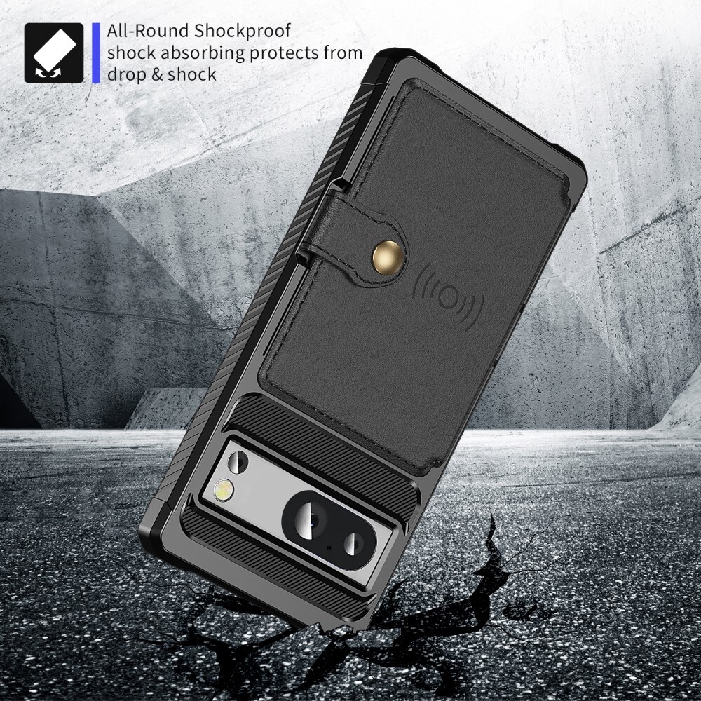 Google Pixel 8 Pro Stødsikkert mobilcover med pung, Sort