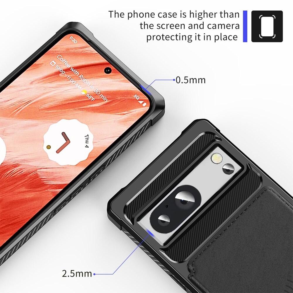 Google Pixel 8 Pro Stødsikkert mobilcover med pung, Sort